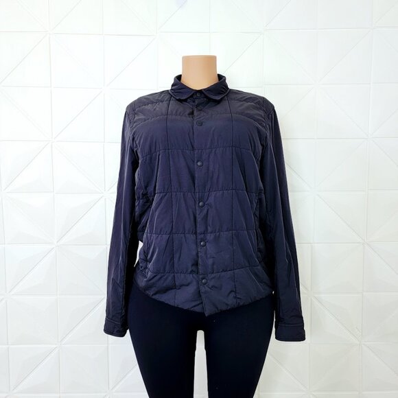 Lululemon Women's Black About Face Long Sleeve Grid Button-Up Shacket Size M - Picture 2 of 8